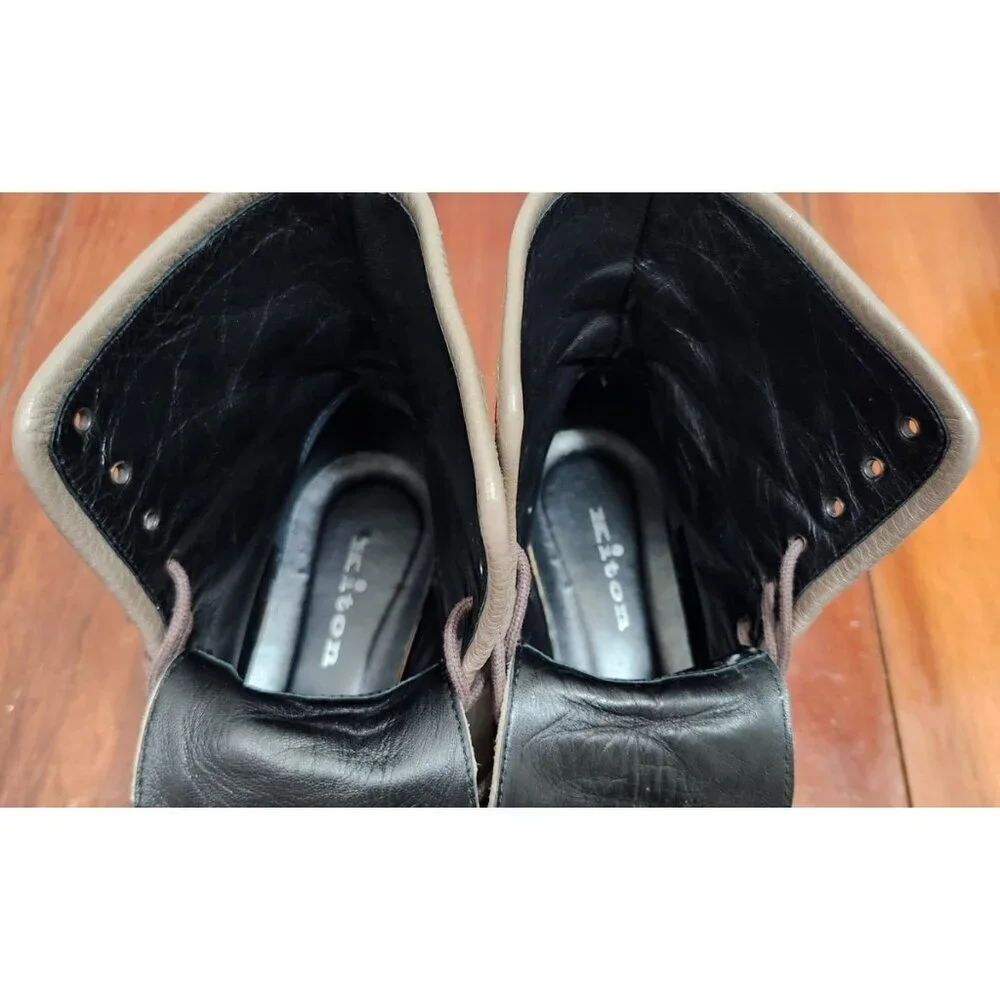 Kiton Brown Leather Ankle Boots Womens EU 40 Handmade Italy Lug Sole Luxury